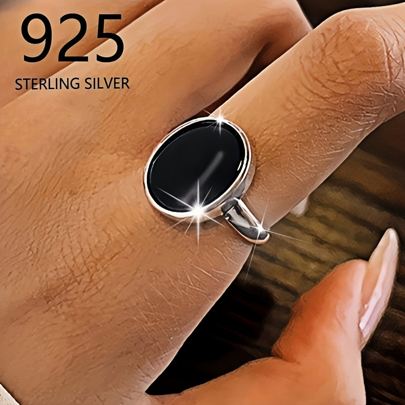 925 Silver, Men's fashionable wide face ring, simple round ring with adjustable opening ring, suitable for party activities, suitable for daily wear and various occasions, the best gift for lovers on Valentine's Day