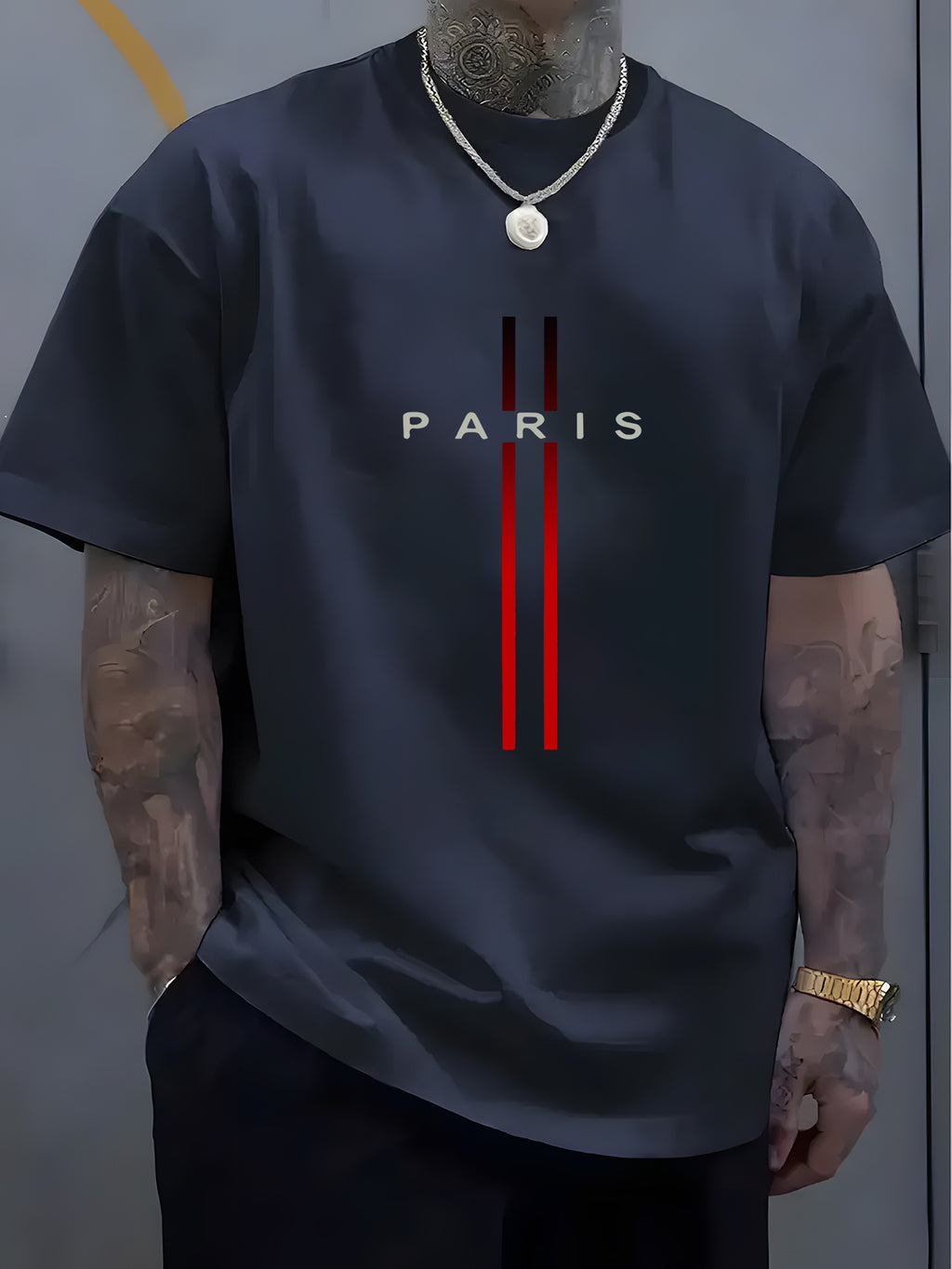 1pc Men'S Fashion Casual Crew Neck T-Shirt, 100% Polyester Knit Fabric, Slight Stretch, Alphabet Pattern, Summer Short Sleeve Tee