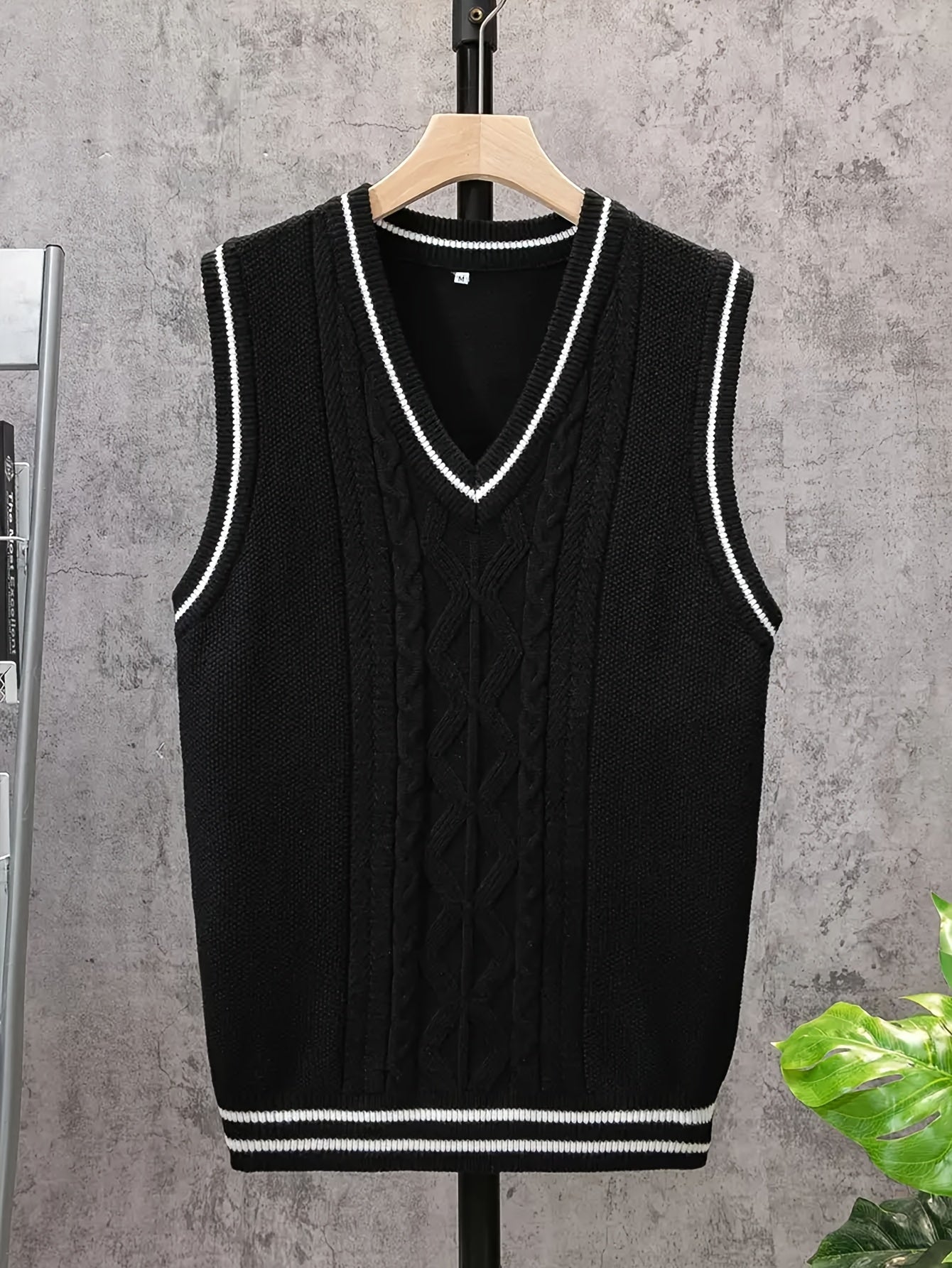 Gilet sans manches en viscose bleue pour homme - Design torsadé décontracté et sportif, col en V, élasticité moyenne, idéal pour la randonnée, les tenues décontractées et les activités de plein air.