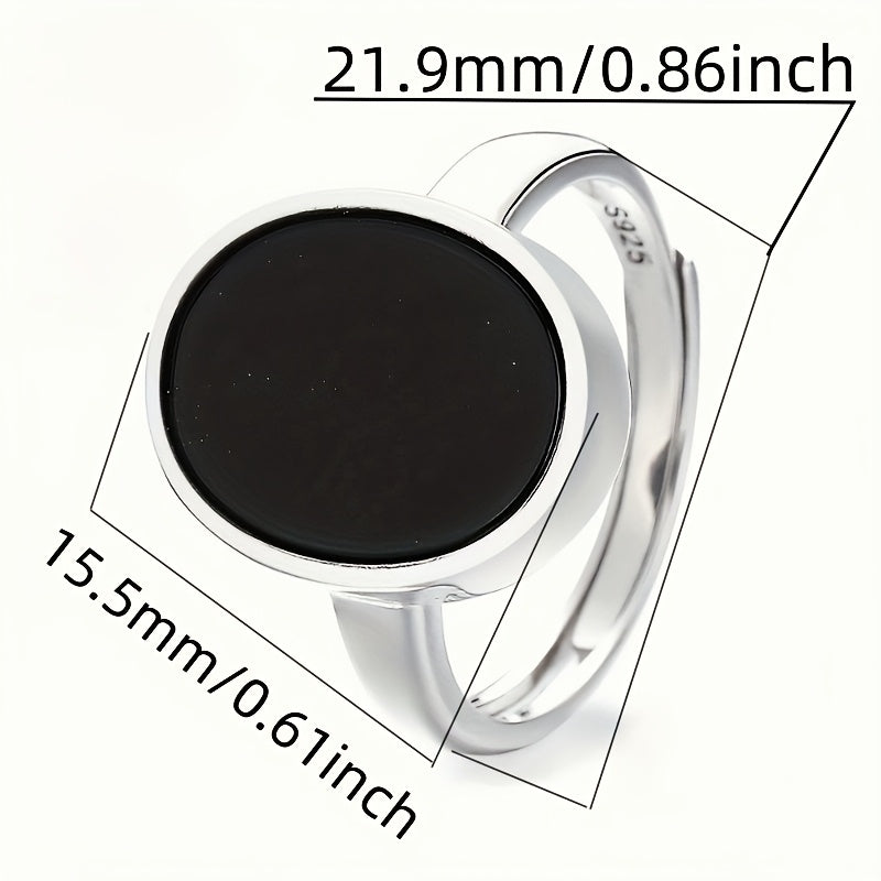 925 Silver, Men's fashionable wide face ring, simple round ring with adjustable opening ring, suitable for party activities, suitable for daily wear and various occasions, the best gift for lovers on Valentine's Day