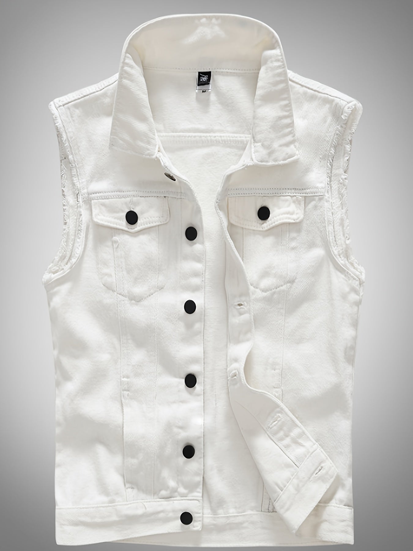 Veste décontractée en denim pour homme - Style moto, couleur unie, boutonnage, tissu non extensible, idéale pour le printemps\u002Fl'automne