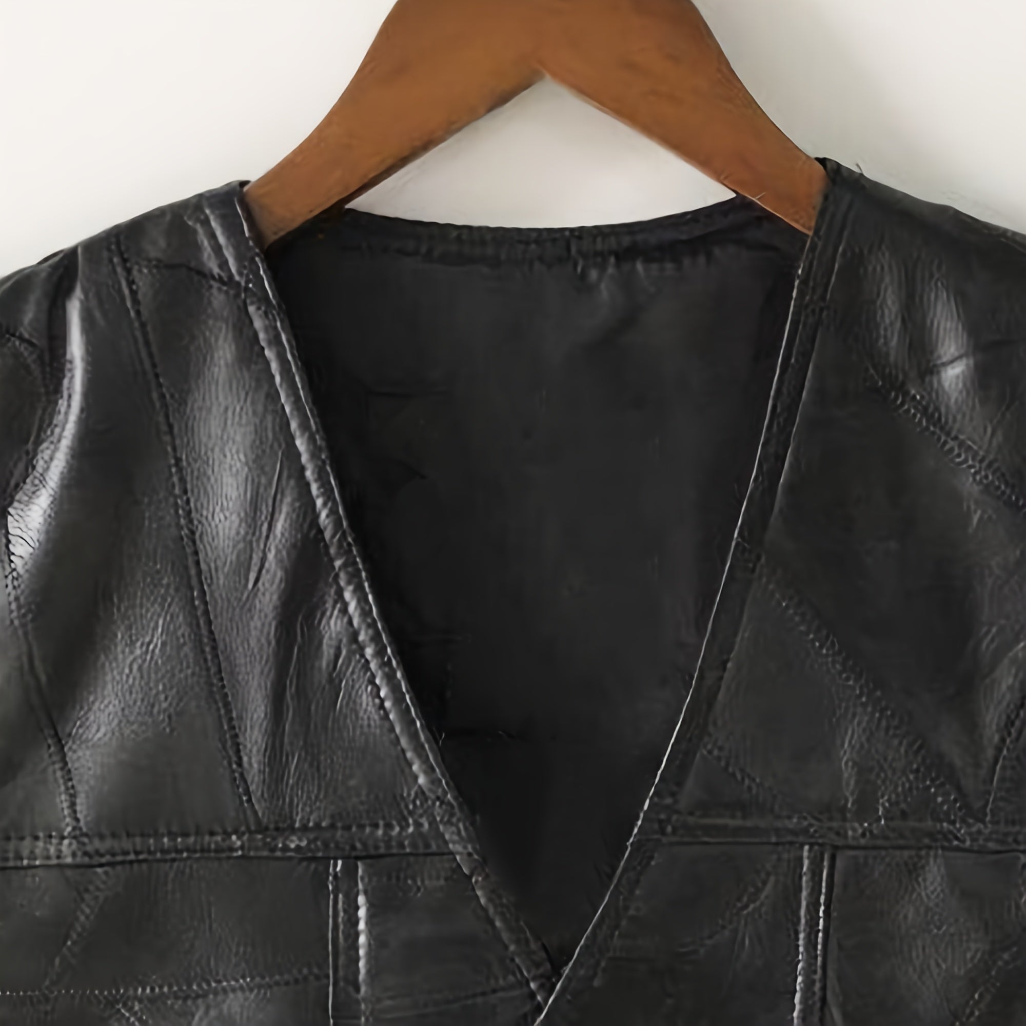 1pc Veste sans Manches en Similicuir ICEBANNER pour Homme, Veste Motocross Clubwear à Boutons-Pression et Lacets Réglables avec Poches Cachées, 100% Similicuir