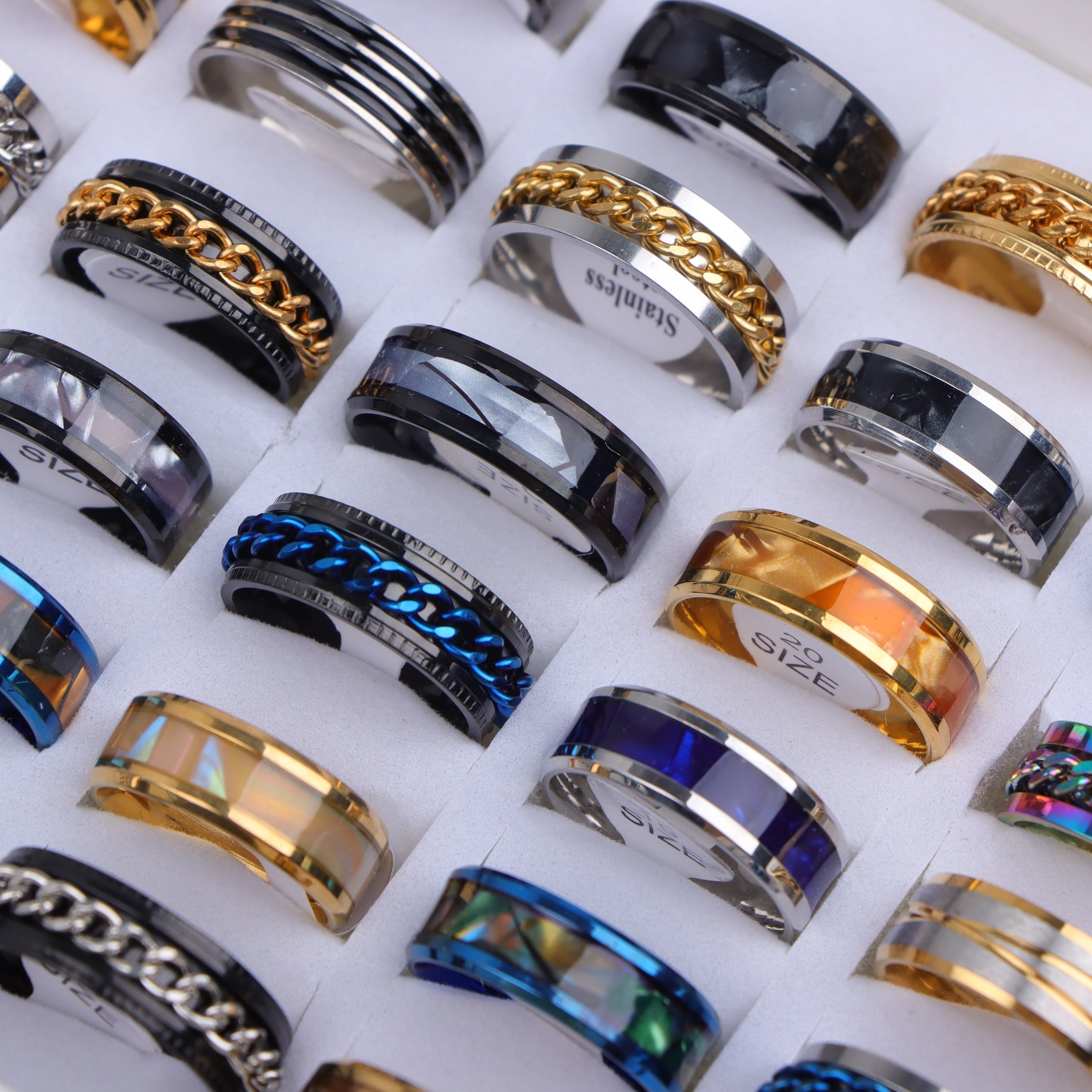20\u002FPack Fashion Casual Trend Stainless Steel Men And Women Mixed Rings, Daily And Party Rings, Accessories, Jewelry Rings