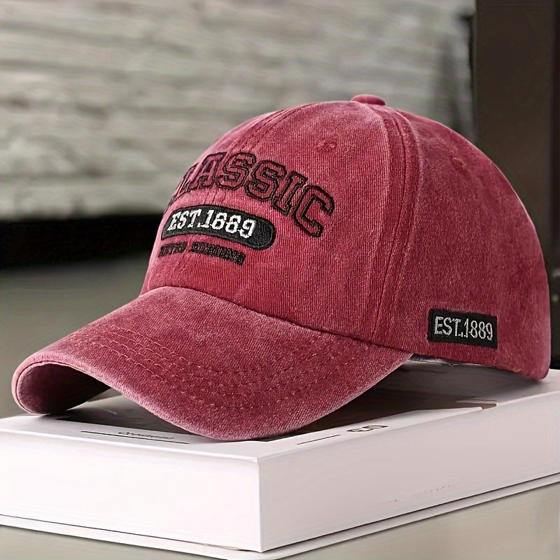 Classic Slogan Embroidery Baseball Cap Vintage Solid Color Washed Distressed Sports Hats Lightweight Adjustable Dad Hat For Women Men