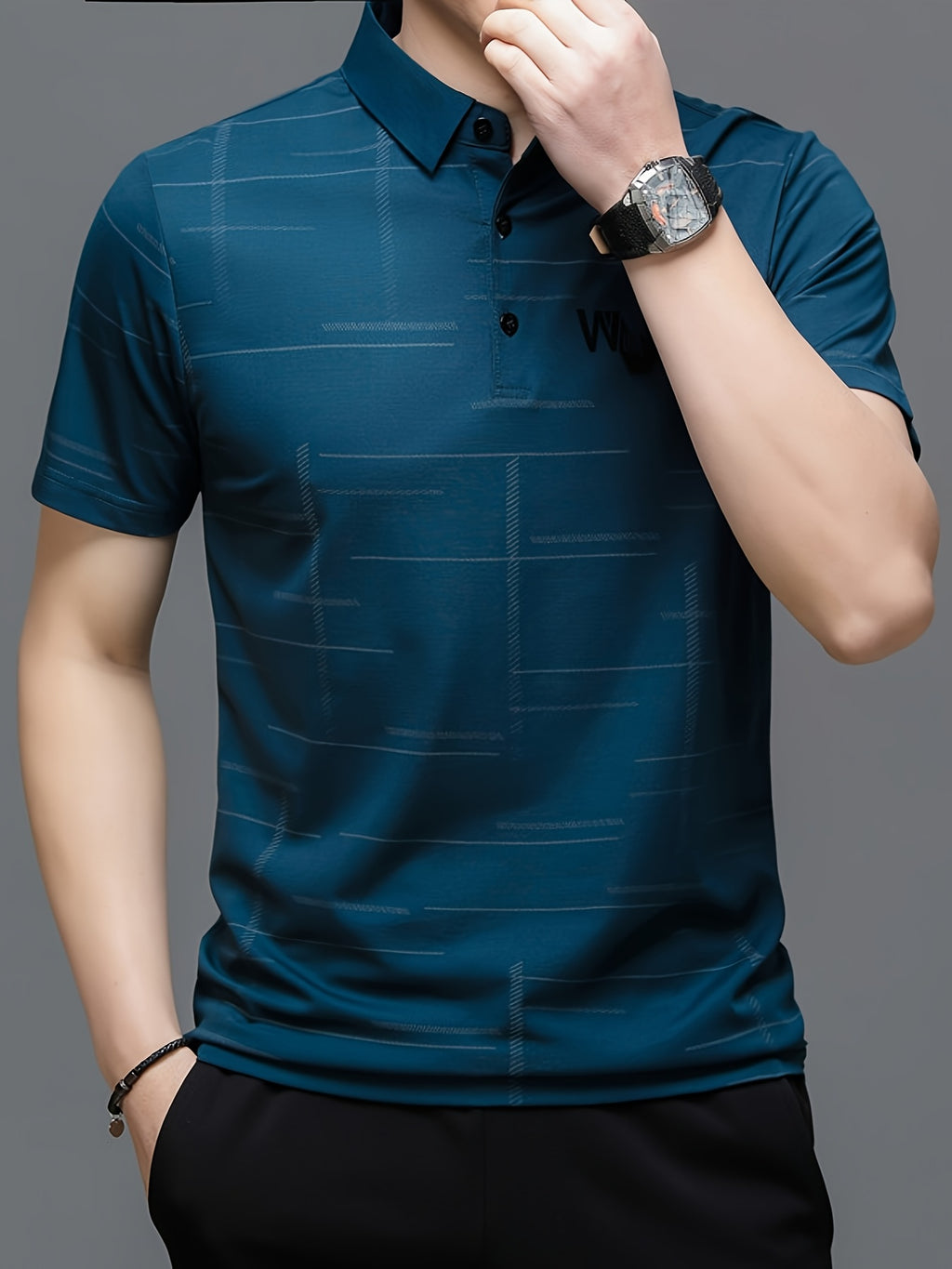 Men'S Summer Golf Shirt - Black Short Sleeve Polo with \