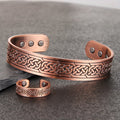 2Pcs Magnetic Copper Bracelet and Ring Set for Men, Adjustable Celtic Design, Natural Anti-Inflammatory Jewelry, Ideal for Christmas Gifts