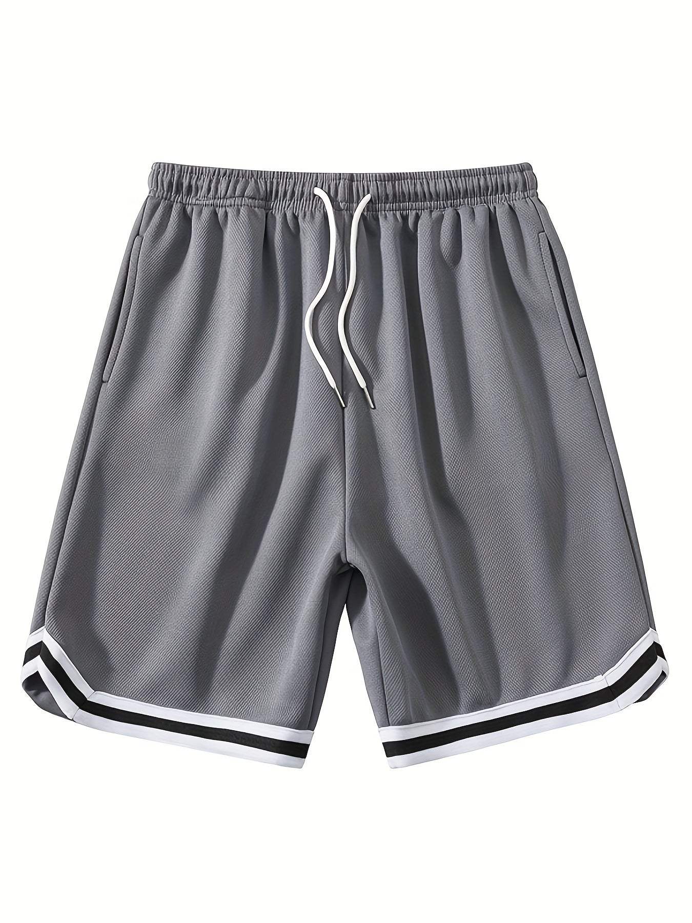 3pcs Men'S Summer Quick-Dry Athletic Shorts - Loose Fit Breathable Basketball Shorts with Ribbed Waistband, Solid Color (Black, Gray, Blue) for Gym, Running, Beach & Casual Wear, Gym Shorts, Sporty Style, Quickdry Fabric