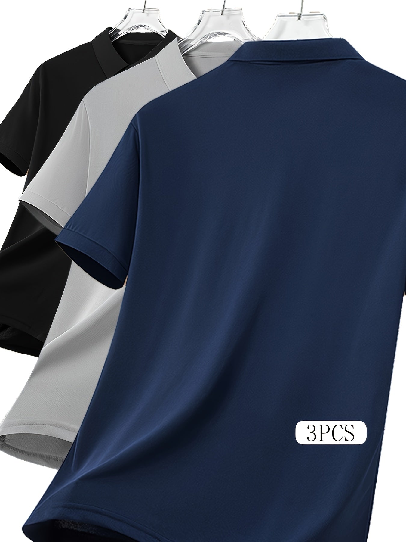 Summer New Short-Sleeve Polo Shirts with a Collar, Great Value Pack of 3 Casual Tops.