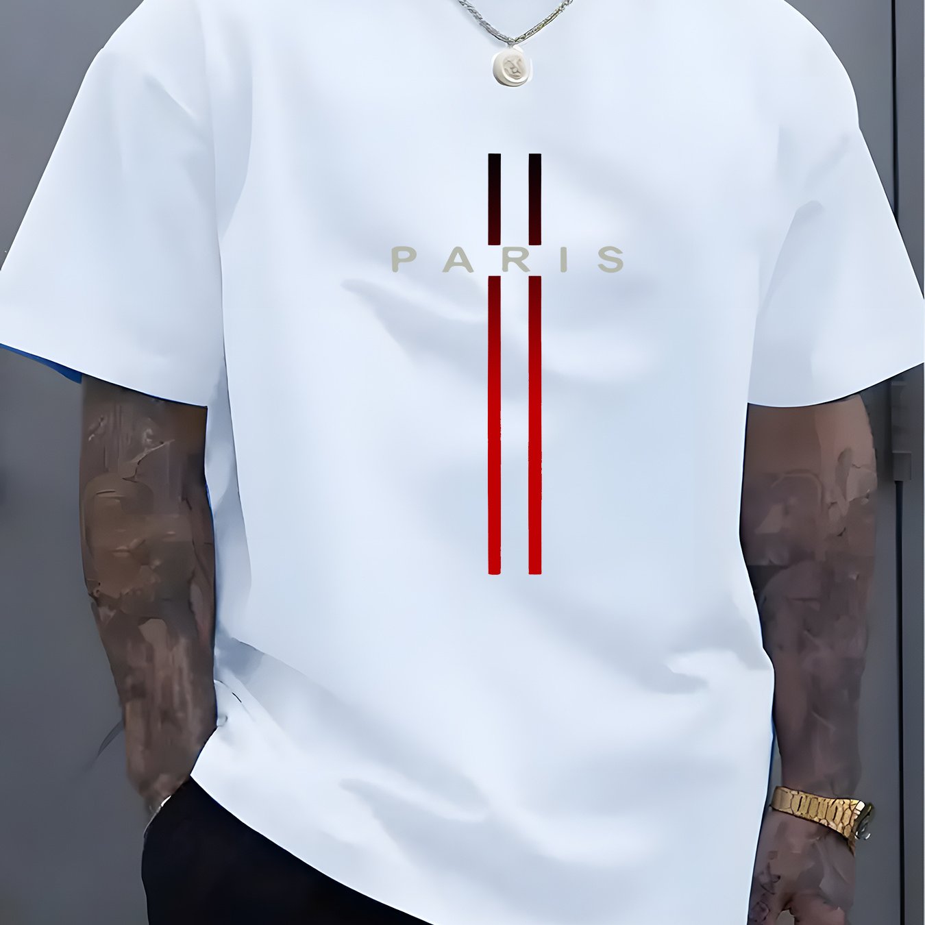 1pc Men'S Fashion Casual Crew Neck T-Shirt, 100% Polyester Knit Fabric, Slight Stretch, Alphabet Pattern, Summer Short Sleeve Tee