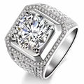 1 Carat Moissanite Engagement Ring for Men, Elegant 925 Silvery Plated Faux Diamond Band, Hip Hop Style, Single Ring Jewelry