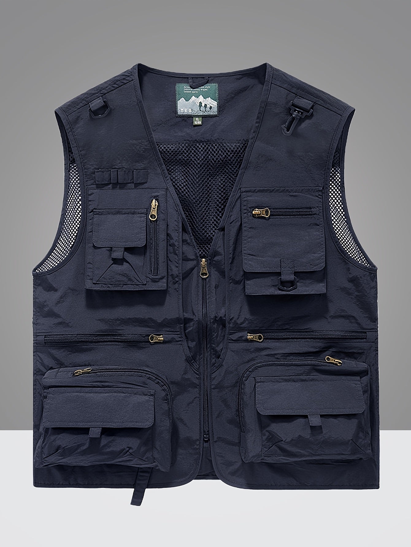 Gilet en Nylon pour Hommes | Conception à Multipoches pour Activités Extérieures | Panneaux en Maille Respirante et Poches Zippées | Polyvalent Toutes Saisons | Idéal pour la Randonnée, la Pêche & l'Entraînement | Durable & Confortable | Vert Olive