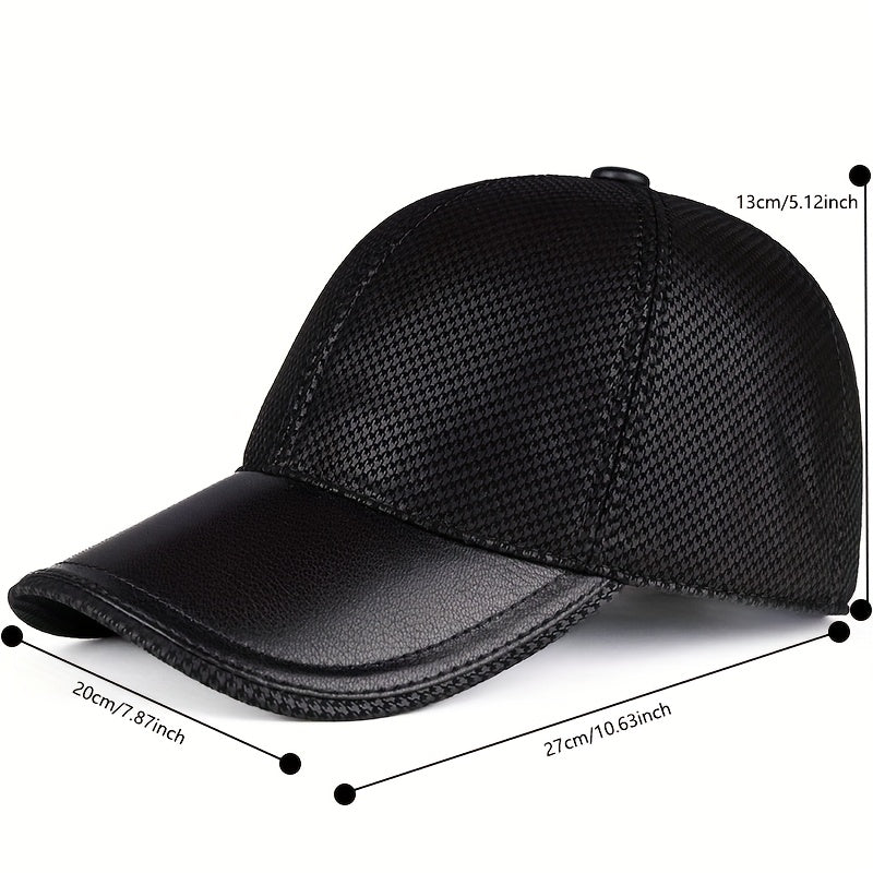 New Arrival - Stylish Plaid Baseball Cap for Women & Men | Genuine Leather Trimmed | Breathable Mesh Back | Adjustable Fit | Sun Protection | Versatile Fashion Accessory, Baseball Ca