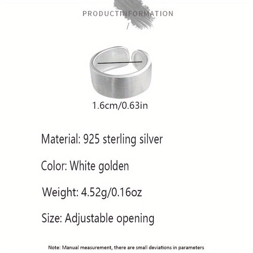 1pc Simple Wide Face Ring in Pure Silvery 925, Suitable for Men and Women, Daily Party Matching Approx. 4.52g
